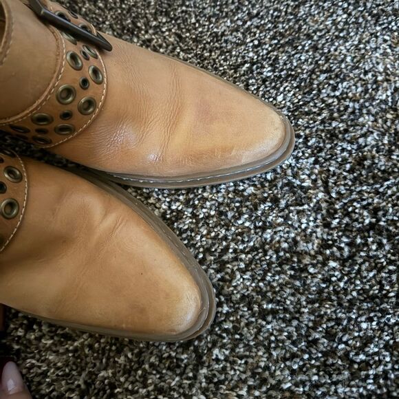 Vtg Y2K MIA Leather Block Heel Western Pointed Toe‎ Boot Mule Sz 8 Harness Strap - Picture 6 of 7